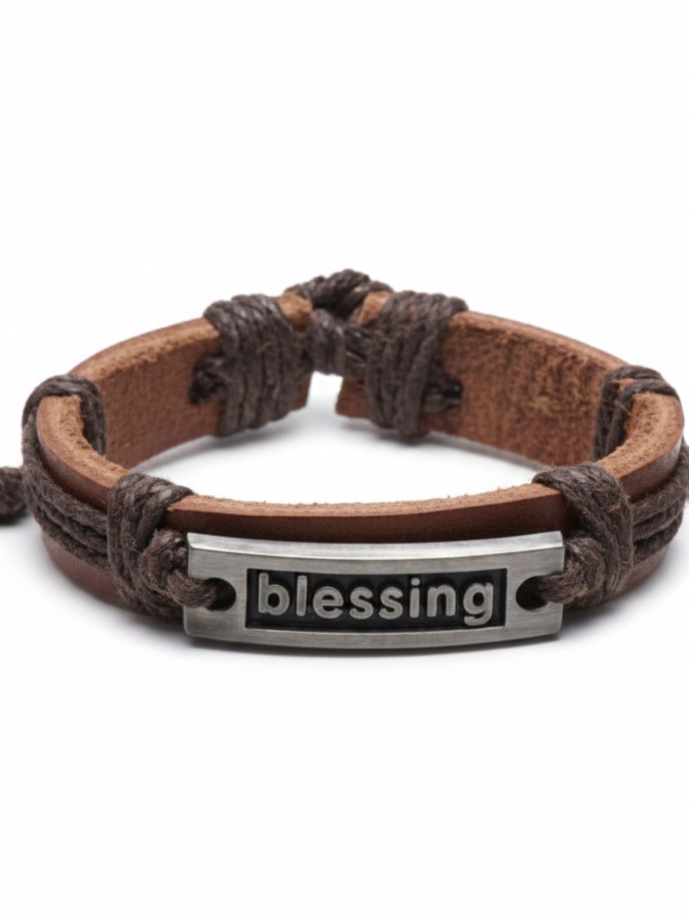Leather Adjustable Blessing Brown Bracelet Unisex Adult